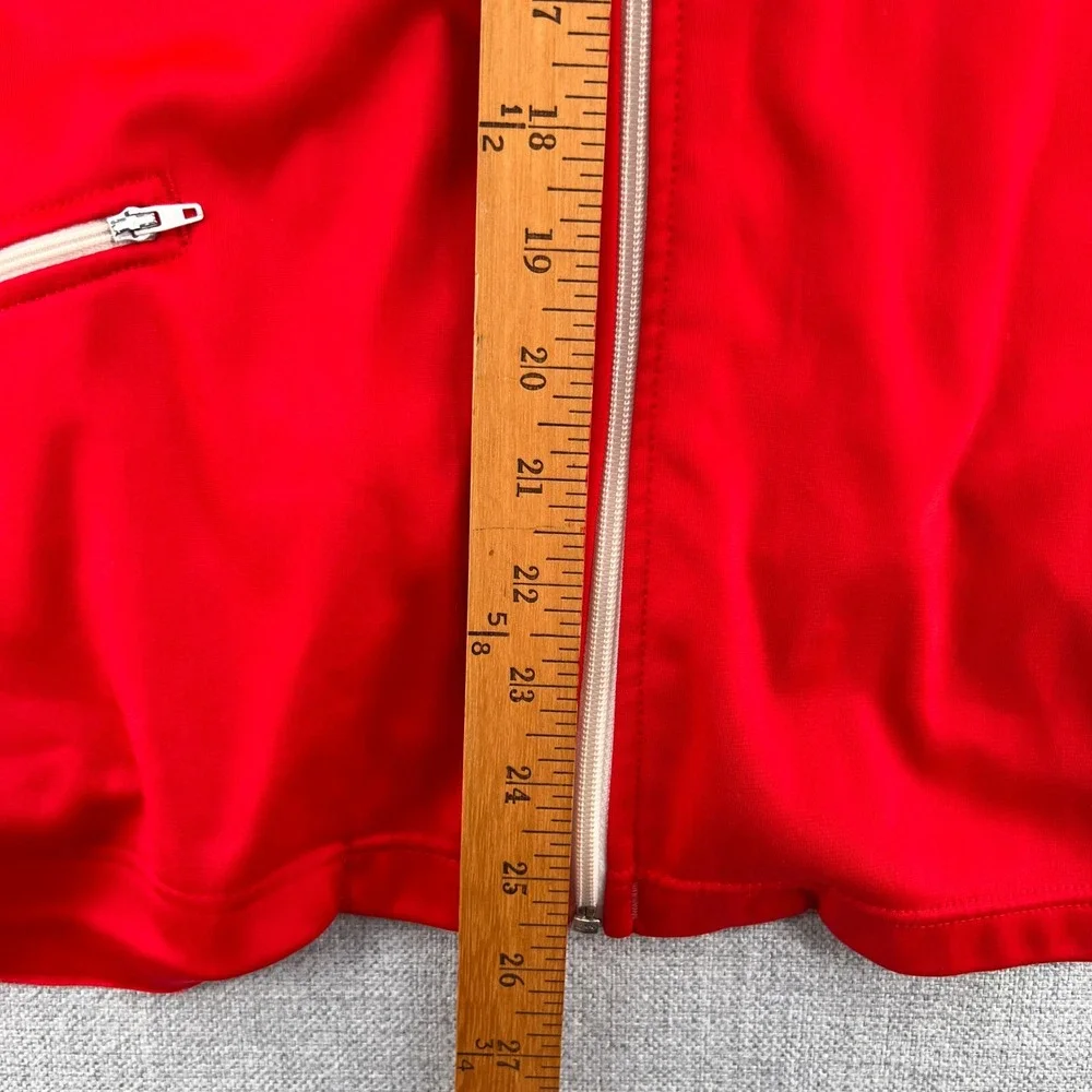 VTG 80s Jog Joy Track Jacket Red 4 Stripe‎ Full Zip Mens Large Retro Athletic